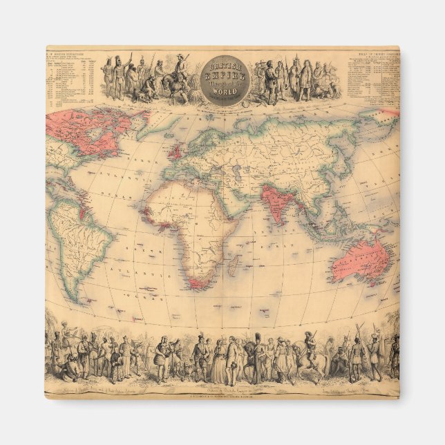 Aimant Carte du monde montrant l'Empire britannique (Devant)