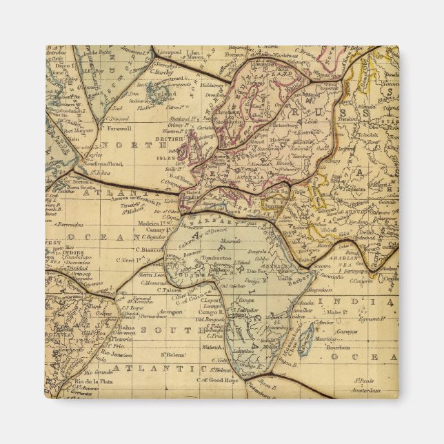 Aimant Carte du monde sur Mercators Projection (Devant)