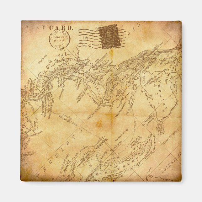 Aimant carte du monde vintage (Devant)