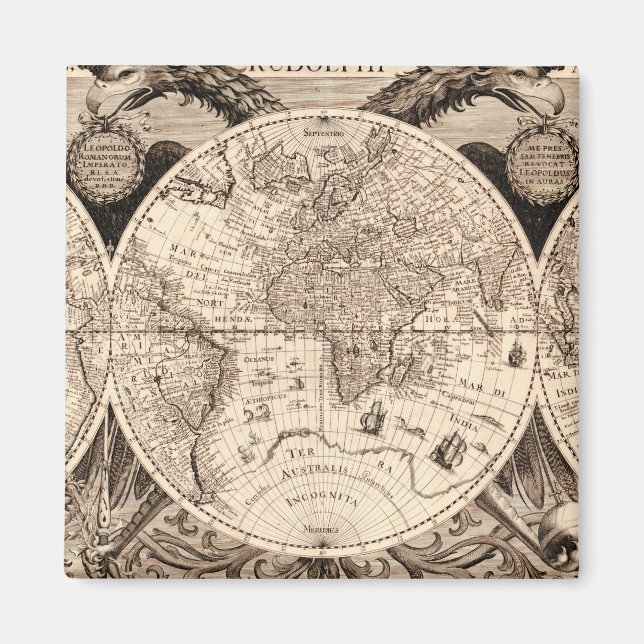 Aimant Carte du monde vintage (Devant)