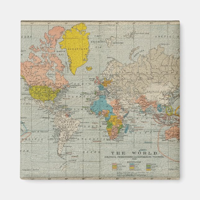 Aimant Carte du monde vintage 1910 (Devant)