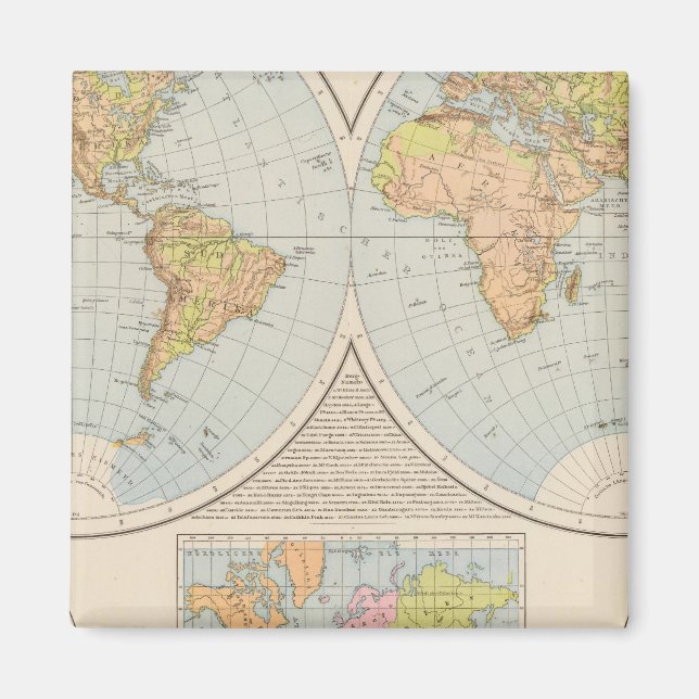 Aimant Carte du monde W, E Halbkugel (Devant)