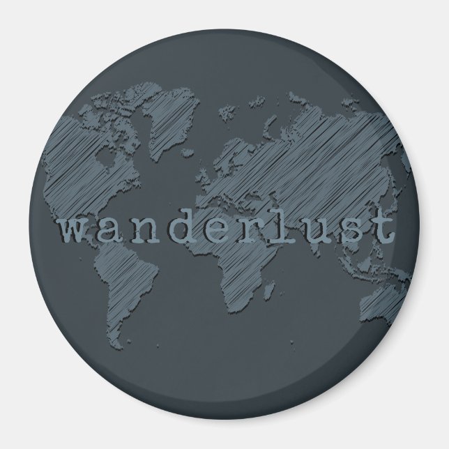 Aimant Carte du monde Wanderlust | Gunmetal Grey (Devant)