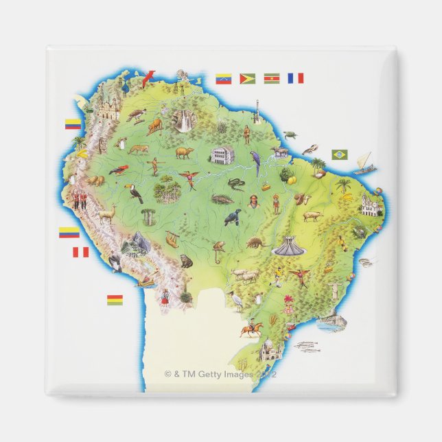 Aimant Carte du nord de l'Amérique du Sud (Devant)