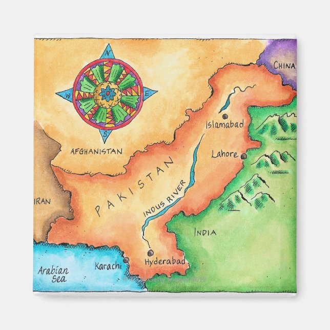 Aimant Carte du Pakistan (Devant)