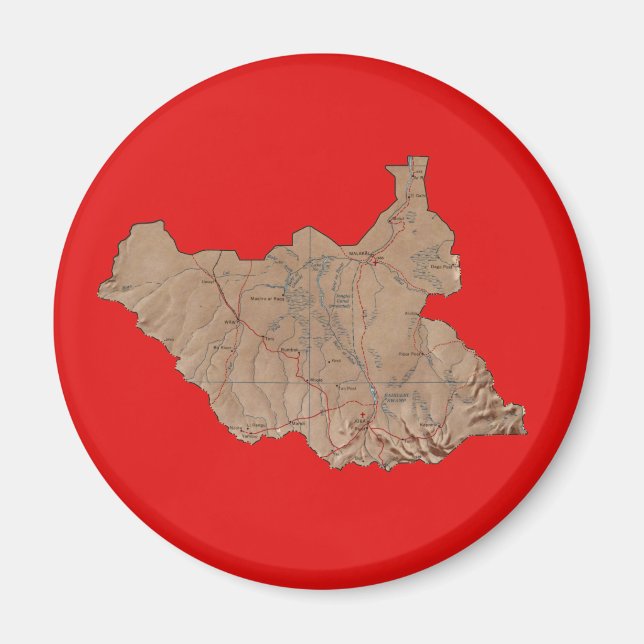 Aimant Carte du Soudan du Sud (Devant)