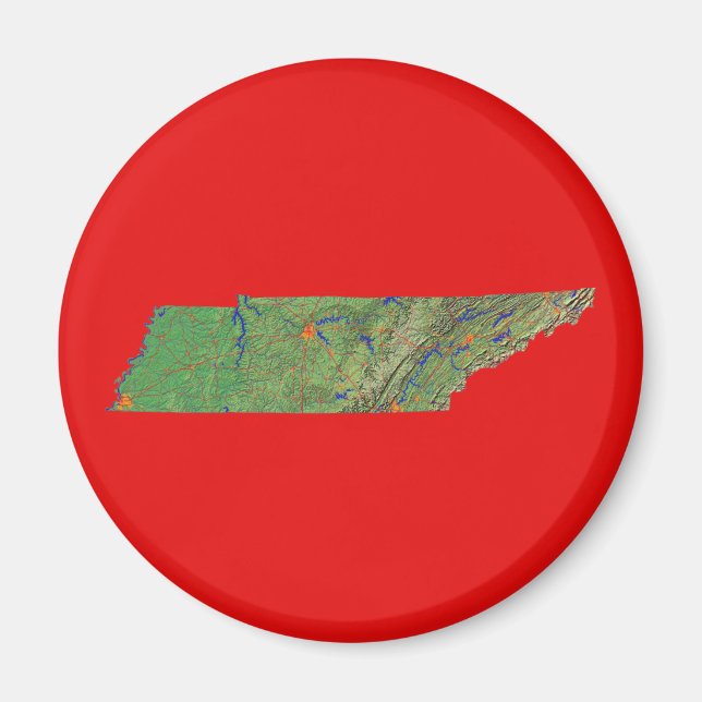 Aimant Carte du Tennessee (Devant)