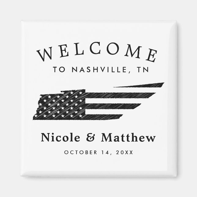 Aimant Carte du Tennessee de Nashville Accueil Mariage mi (Devant)