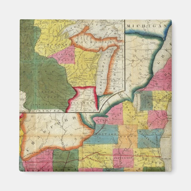 Aimant Carte du territoire du Wisconsin colonisé (Devant)