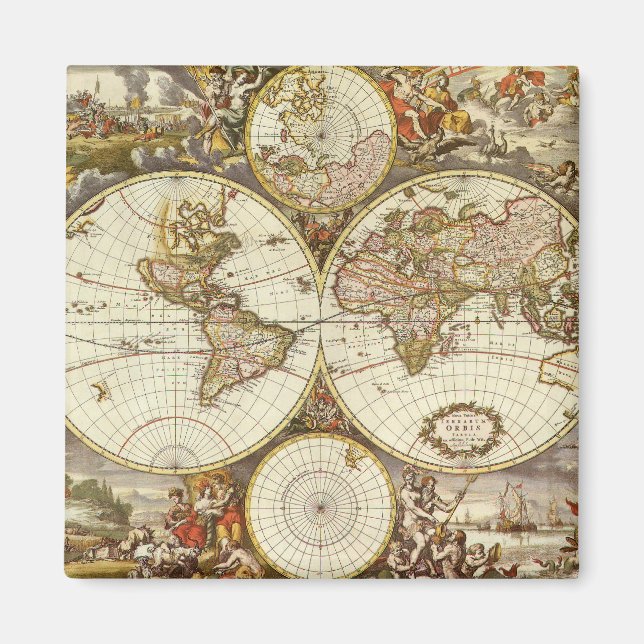 Aimant Carte du Vieux Monde antique par Frederick de Wit, (Devant)