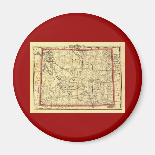 Aimant Carte du Wyoming 1895 (Devant)