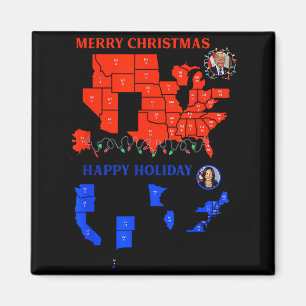 Aimant Carte électorale 2024 Joyeux Noël Trump Écrasante