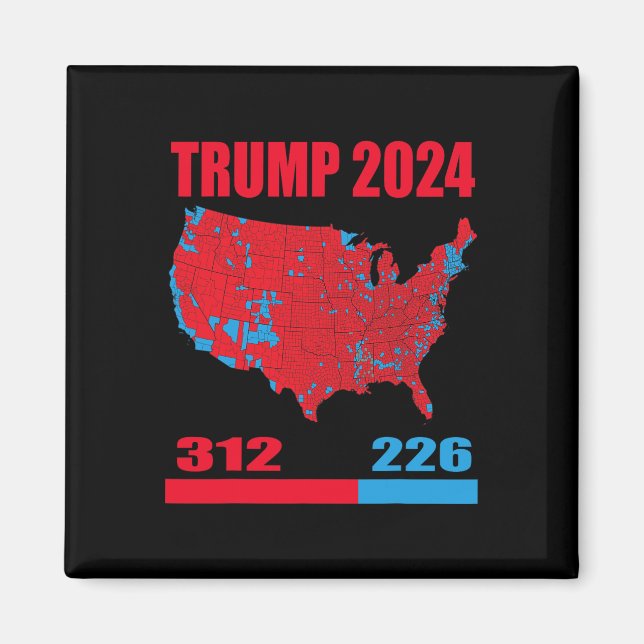 Aimant Carte électorale 2024 Trump 312 Red 2024 Election  (Devant)