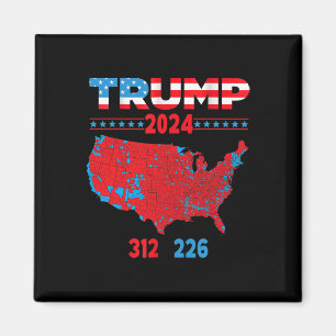 Aimant Carte électorale 2024 Trump 312 Red 2024 Election 