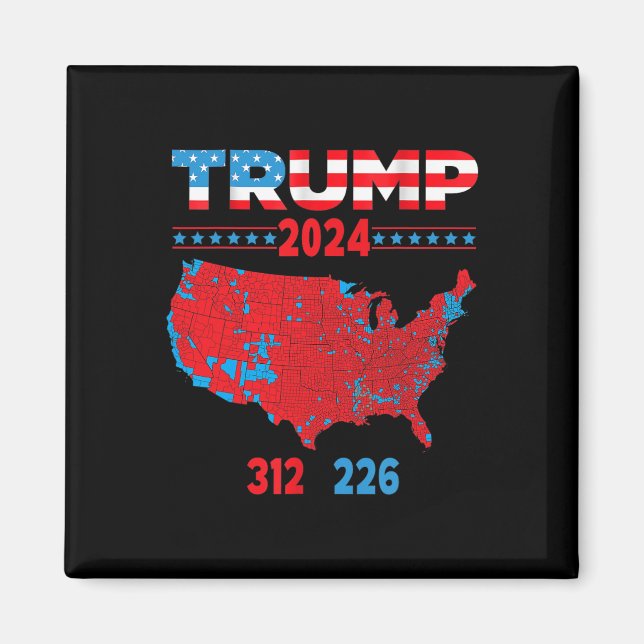 Aimant Carte électorale 2024 Trump 312 Red 2024 Election  (Devant)