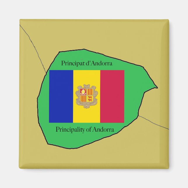 Aimant Carte et drapeau d'Andorre (Devant)