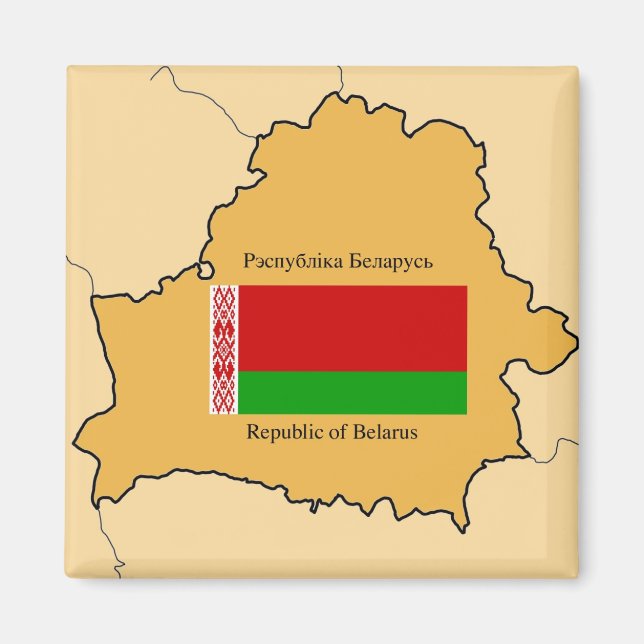 Aimant Carte et drapeau de la Biélorussie (Devant)