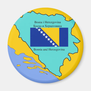 Aimant Carte et drapeau de la Bosnie-Herzégovine