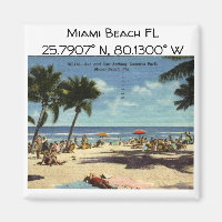 Carte FL de Miami Beach Coordonnées de style Vinta