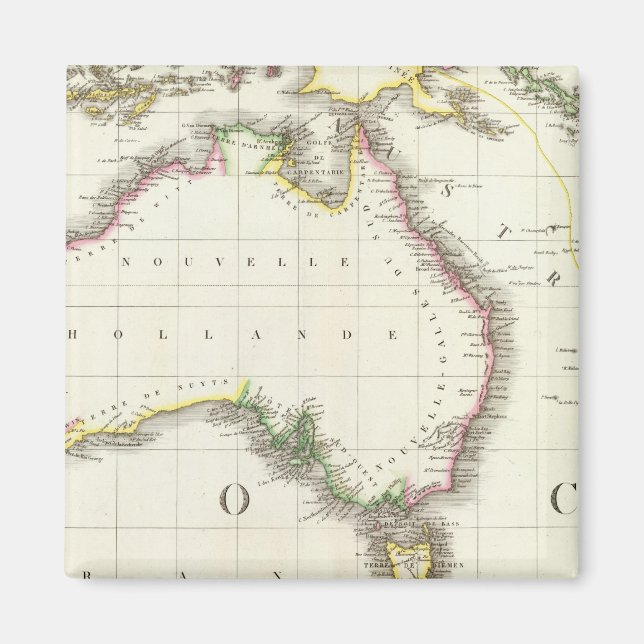 Aimant Carte gravée Autriche et Indonésie (Devant)