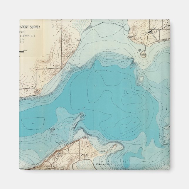 Aimant Carte hydrographique Lac Mendota (Devant)