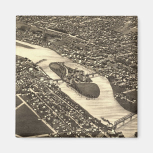 Aimant Carte imagée vintage de l'aurore l'Illinois (1882