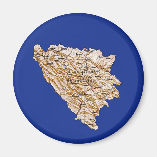 Aimant Carte magnétique de Bosnie-Herzégovine (Devant)