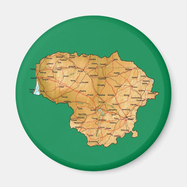 Aimant Carte magnétique Lituanie (Devant)