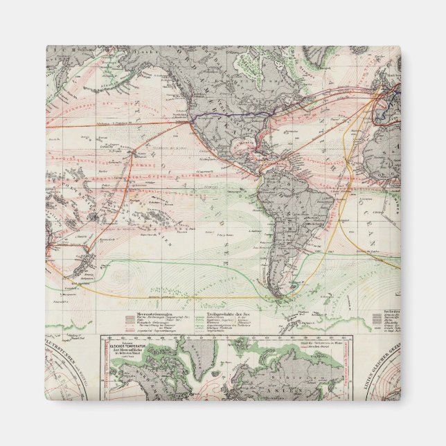 Aimant Carte mondiale des courants océaniques (Devant)