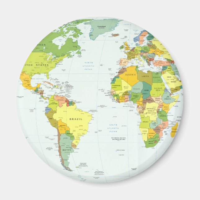 Aimant Carte mondiale Globe Pays Atlas (Devant)
