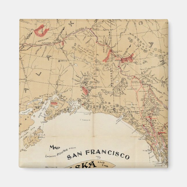 Aimant Carte montrant les itinéraires de San Francisco à  (Devant)