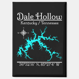 Aimant Carte nautique du lac Dale Hollow Kentucky Tenness