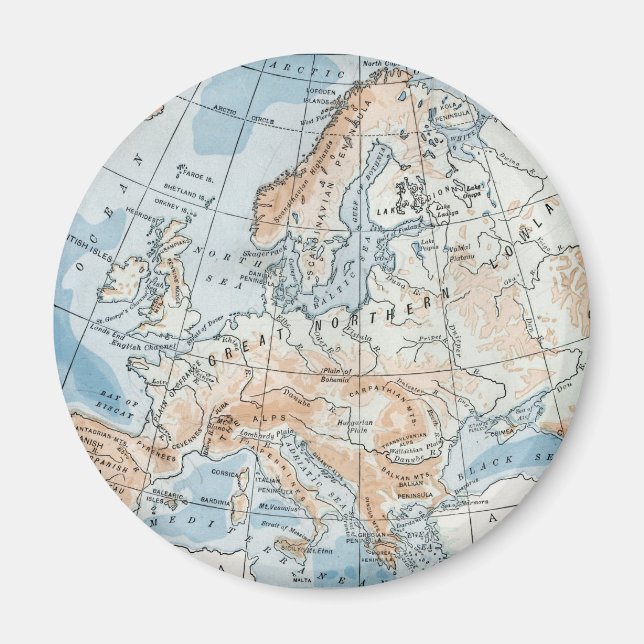 Aimant Carte physique de l'Europe (1916) (Devant)