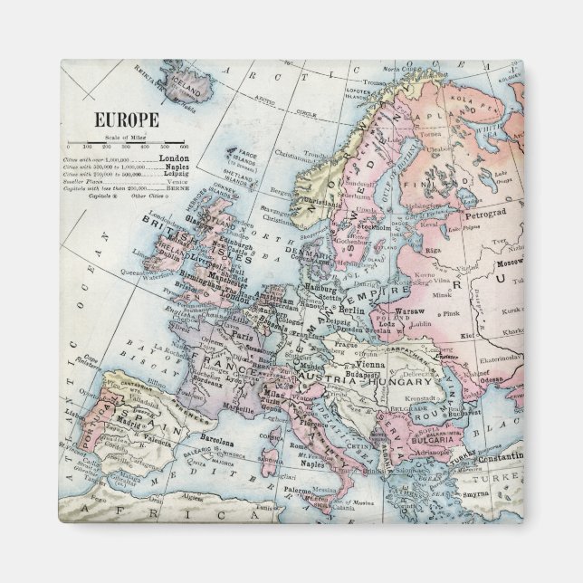 Aimant Carte politique de l'Europe (1916) (Devant)