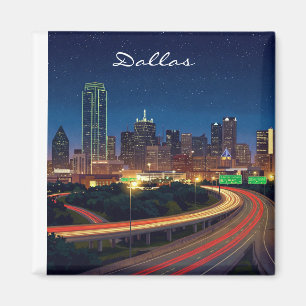 Aimant Carte postale Dallas Texas Night