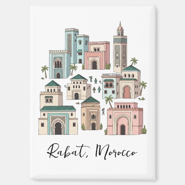 Aimant Carte postale de voyage à Rabat Maroc (Recto)