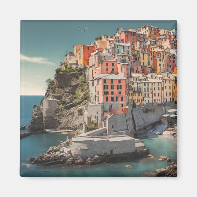 Aimant Carte postale des Cinque Terre (Devant)