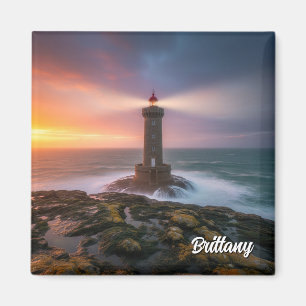 Aimant Carte postale du phare de France vintage Bretagne