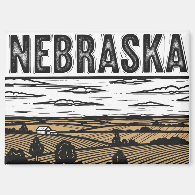 Aimant Carte postale Grunge Nebraska en détresse (Recto)