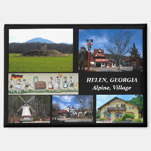 Aimant Carte postale Helen, Village alpin de Géorgie