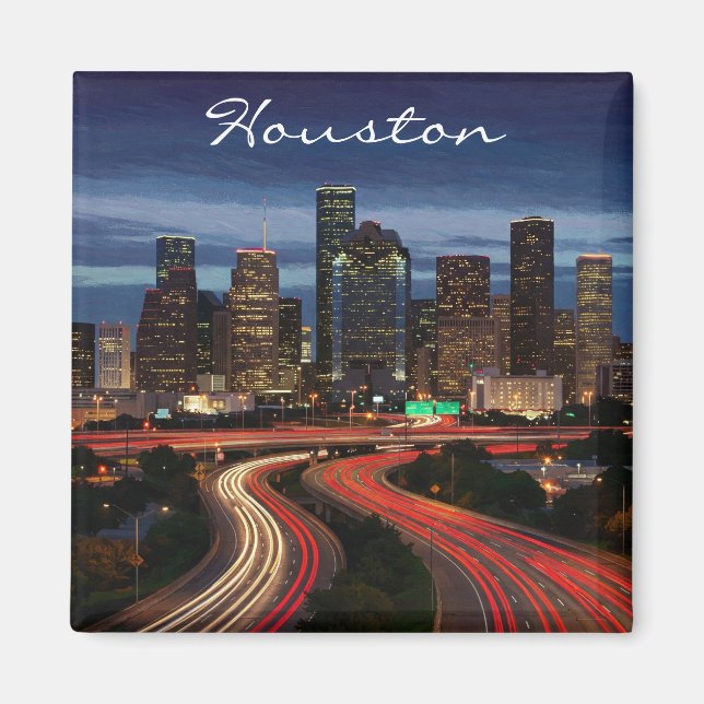 Aimant Carte postale Houston Texas Night (Devant)