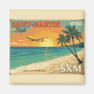Aimant Carte postale illustrée “Saint-Martin SXM 97150” d