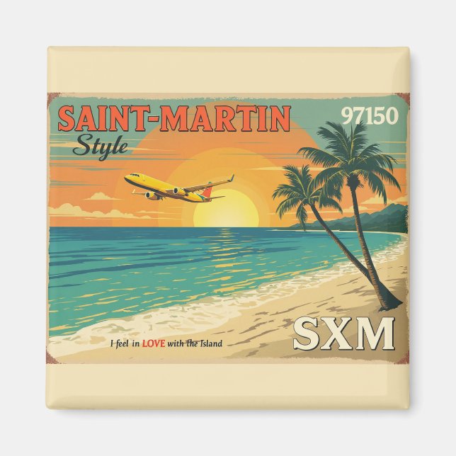 Aimant Carte postale illustrée “Saint-Martin SXM 97150” d (Devant)