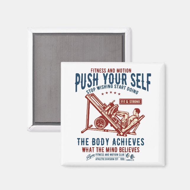 Aimant Carte postale Motivation Fitness Gym vintage (Recto/Verso)