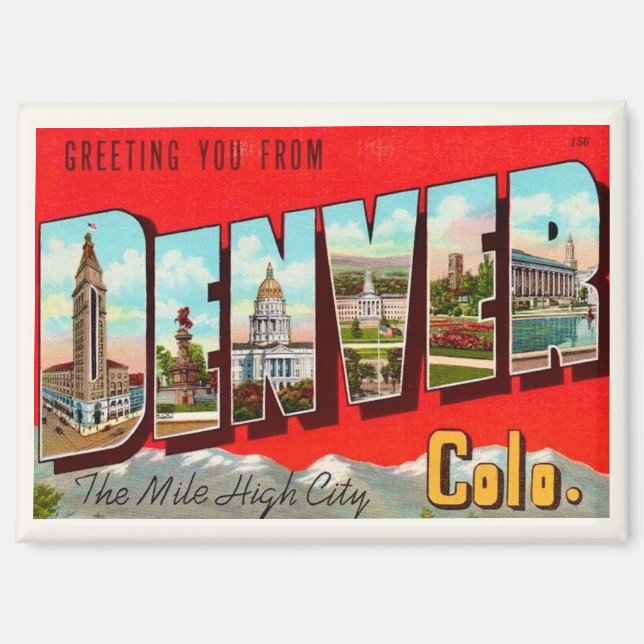 Aimant Carte postale rétro de Denver Colorado (Recto)