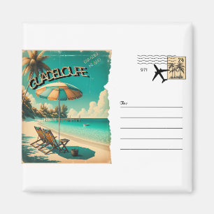 Aimant Carte Postale Rétro Guadeloupe Plage Exotique