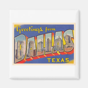 Aimant Carte postale Vintage à grandes lettres Dallas Tex
