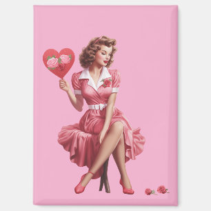 Aimant Carte postale vintage de Saint-Valentin représenta