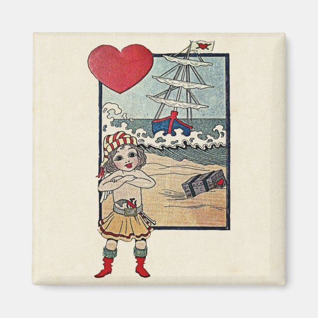 Aimant Carte postale vintage Valentine (Devant)
