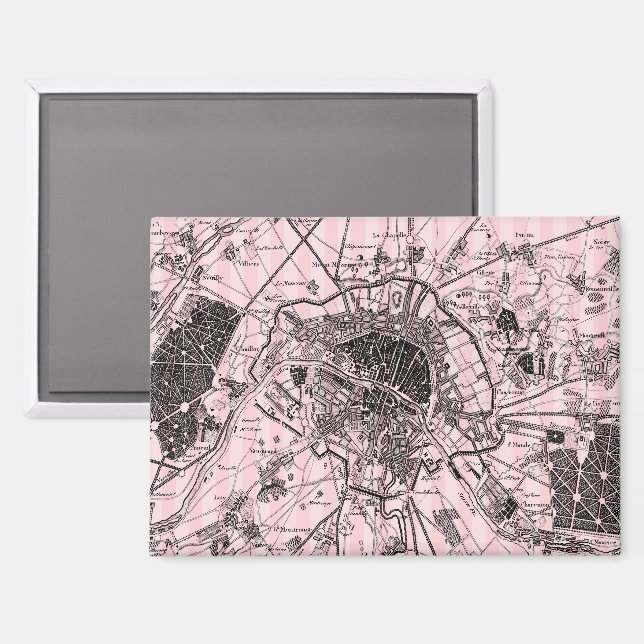 Aimant Carte rose de Paris (Recto/Verso)